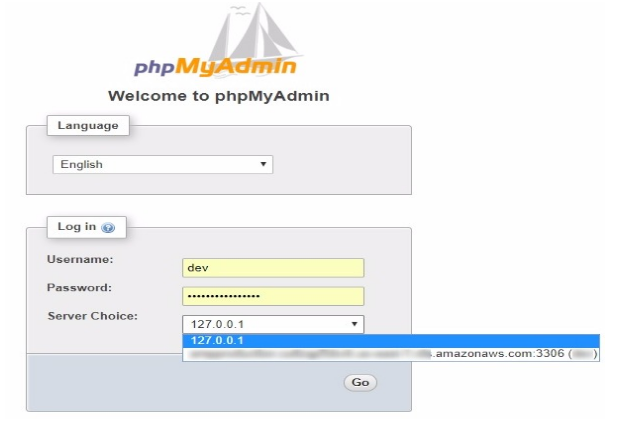 phpmyadmin connect to remote database