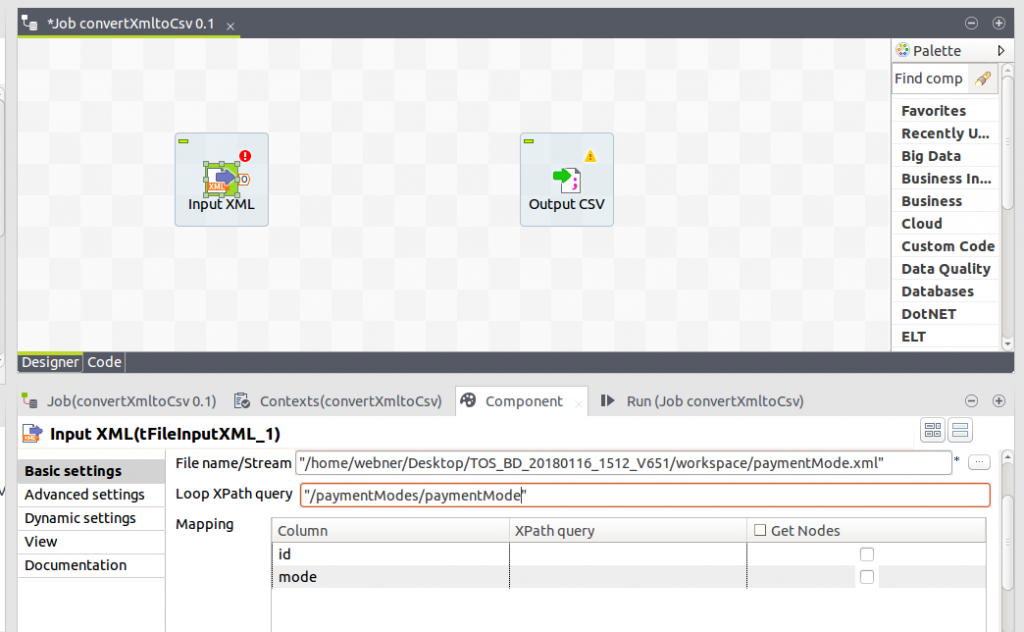 Converting XML file to CSV in Talend Open Studio Webner Blogs ...