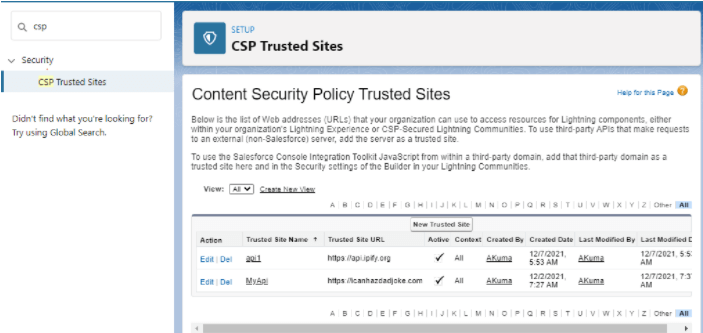 CSP Trusted Sites | Rest Call Out